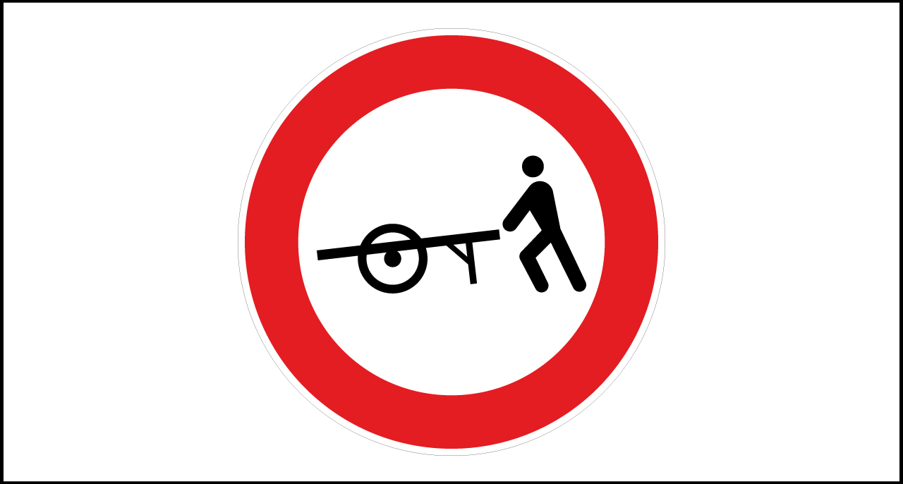 Fig. II 57 Art.117 – Transito vietato ai veicoli a braccia