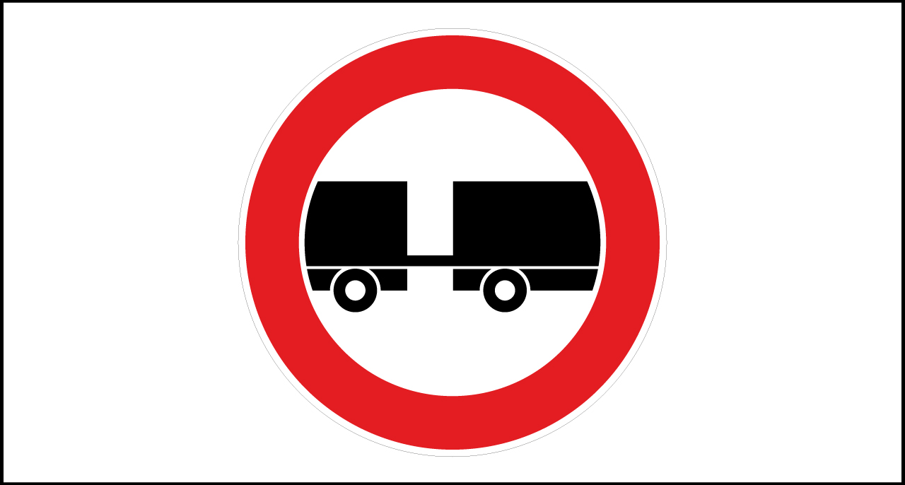 Fig. II 61 Art.117 – Transito vietato ai veicoli a motore trainanti un rimorchio