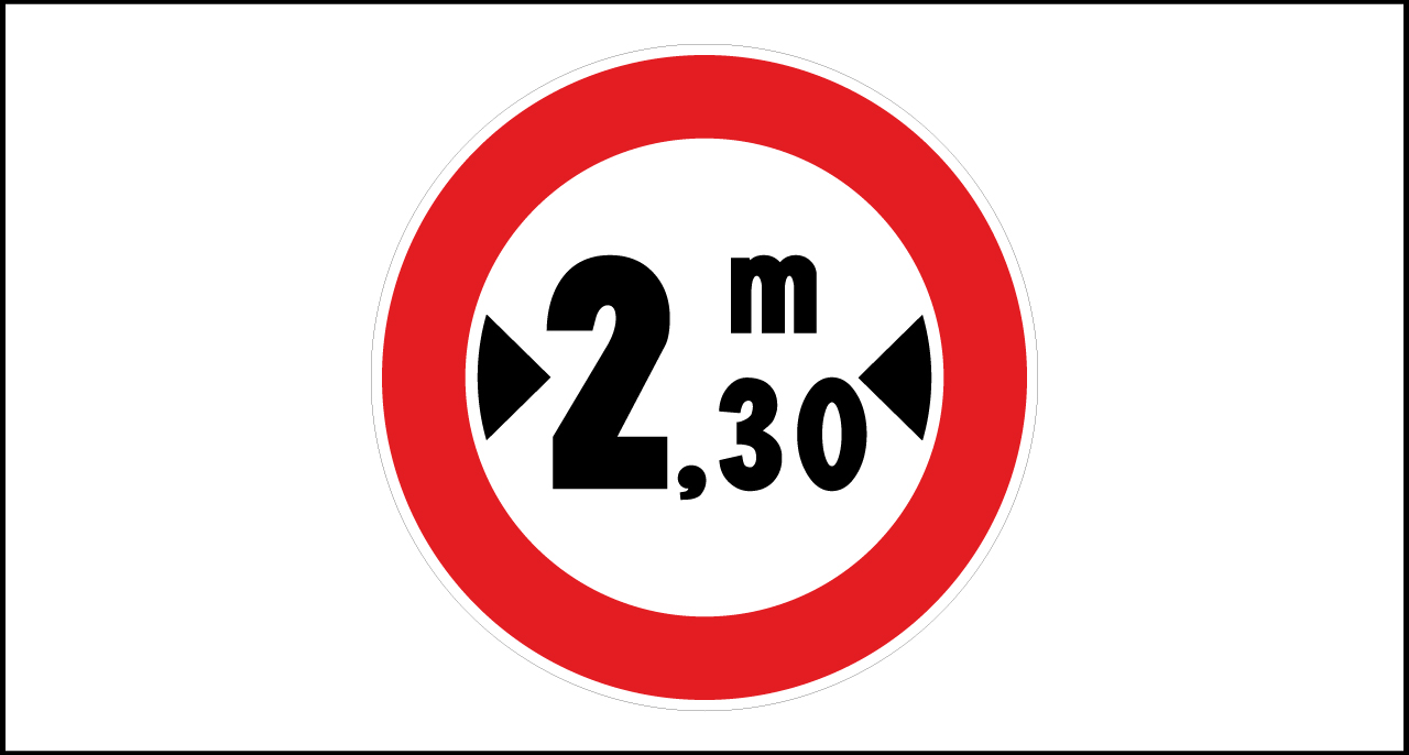 Fig. II 65 Art.118 – Transito vietato ai veicoli aventi larghezza superiore a… metri