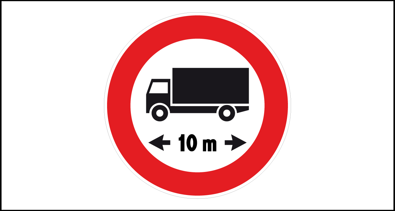 Fig. II 67 Art.118 – Transito vietato ai veicoli, o complessi di veicoli, aventi lunghezza superiore a… metri