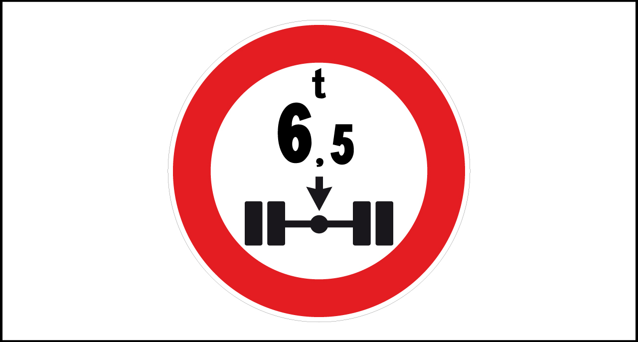 Fig. II 69 Art.118 – Transito vietato ai veicoli aventi massa per asse superiore a… tonnellate