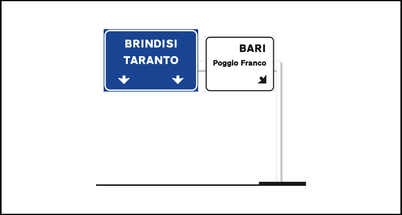 Fig. II 251 Art.128 – Segnali di corsia con funzione di direzione