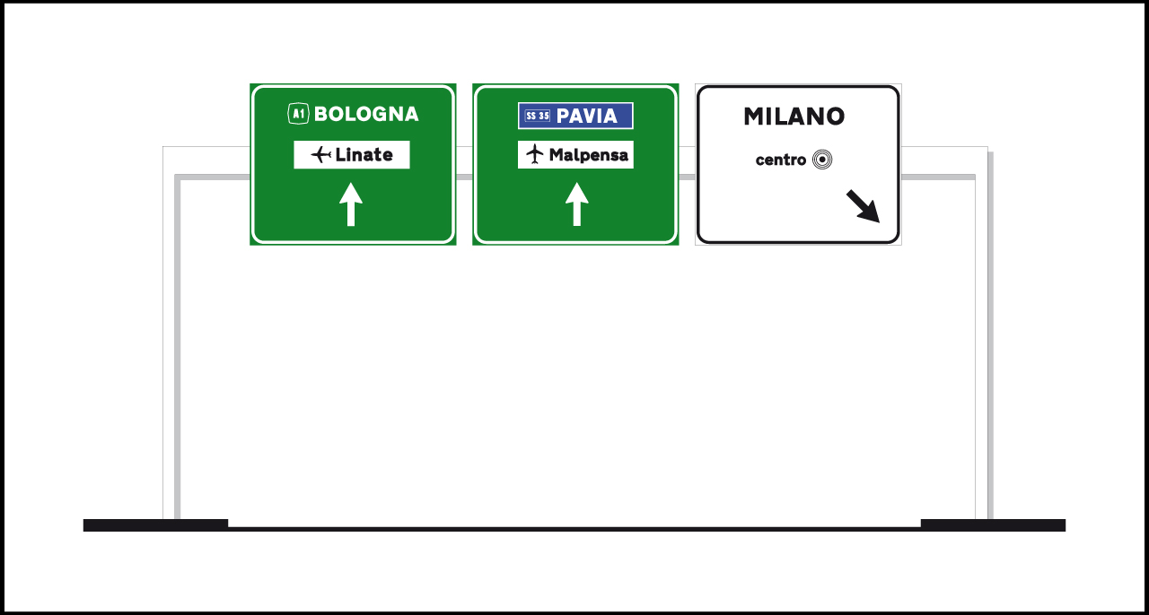 Fig. II 247 Art.127 – Segnale di corsia con funzione di preselezione e di direzione