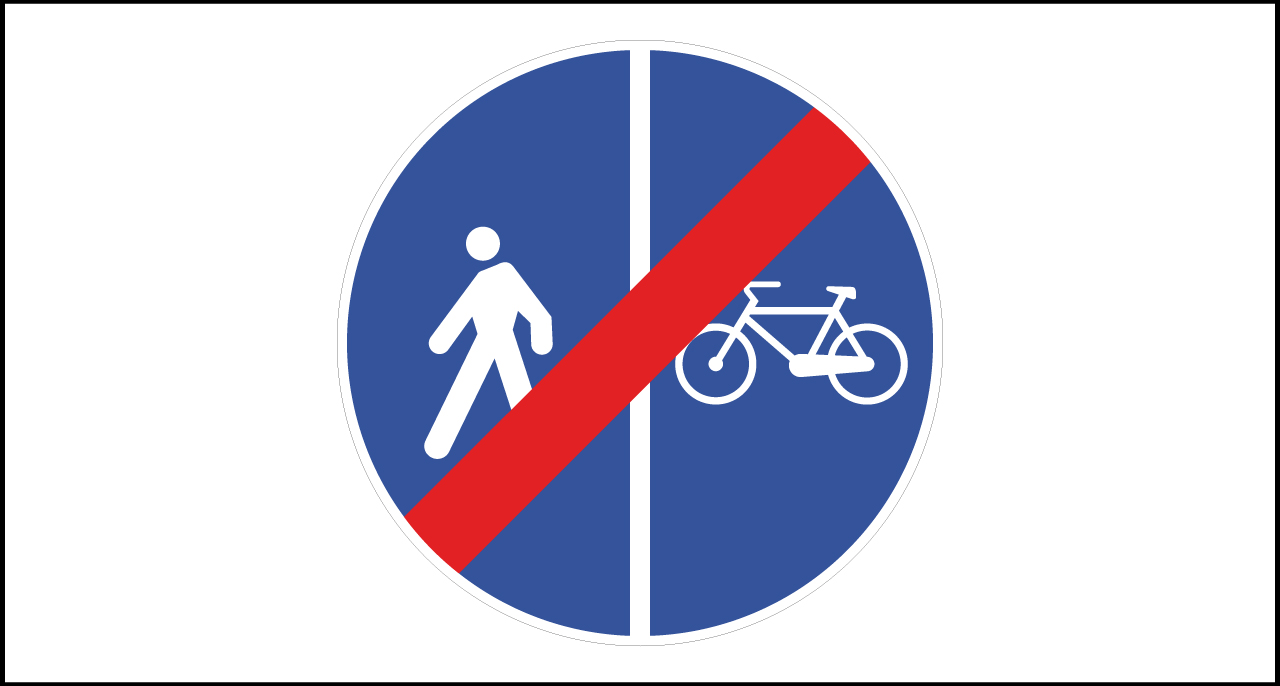 Fig. II 93/a Art. 122 – Fine della pista ciclabile contigua al marciapiede