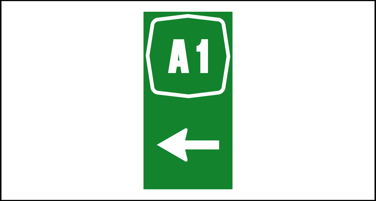 Fig. II 269 Art.129 – Numero identificazione autostrada+freccia con funzione di direzione