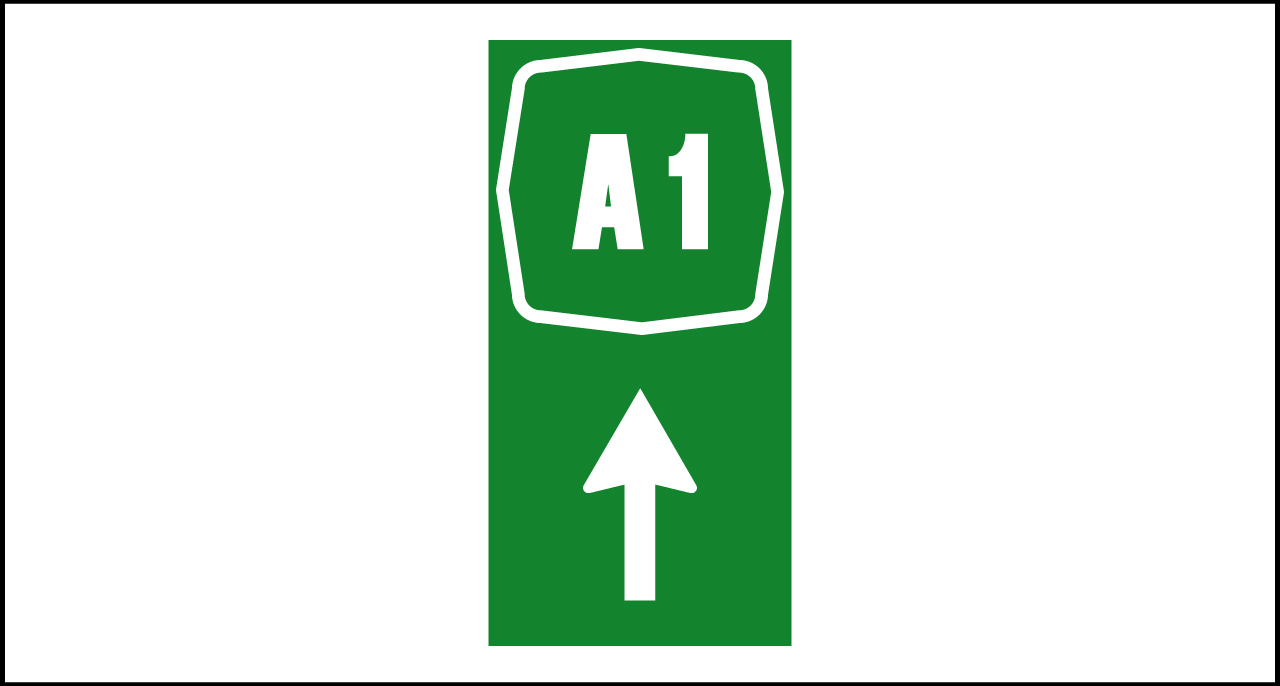 Fig. II 286 Art.132 – Num. identif. autostrada+freccia verticale con funzione di conferma