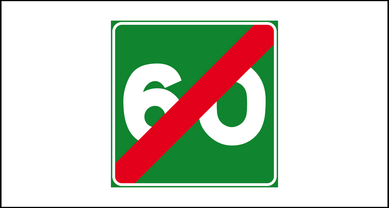 Fig. II 313/vr Art.135 – Fine velocità consigliata su viabilità autostradale