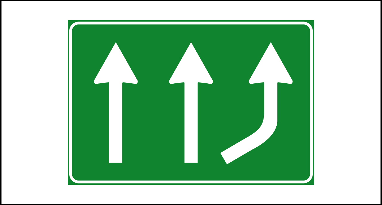 Fig. II 344 Art.135 – Variazione corsie disponibili in riduzione