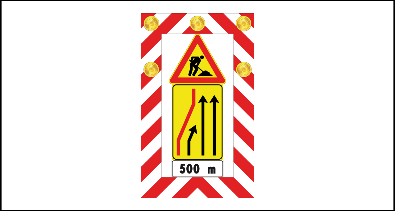 Fig. II 400 Art.39 – Segnale mobile di preavviso (possibilità di integrare ottiche luminose)